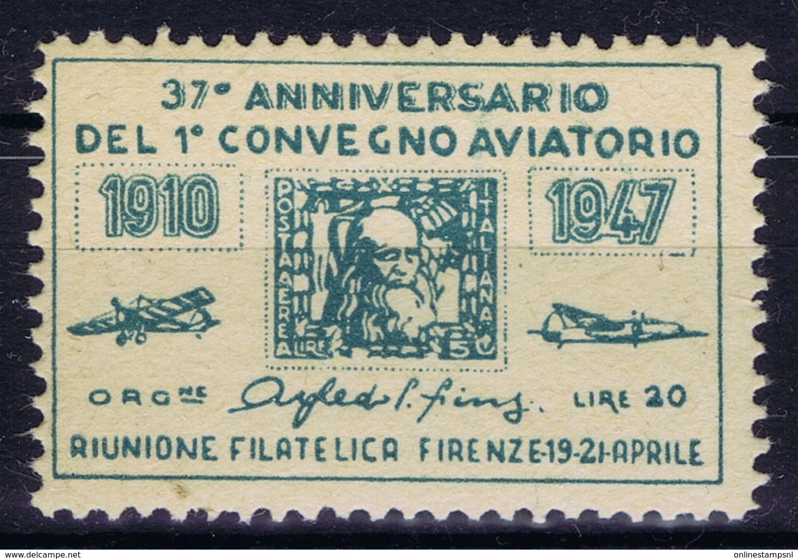 ITALY 37e ANNIVERSARIO DEL 1e CONVEGNO AVIATORIO  1916 - 1947 - Airmail