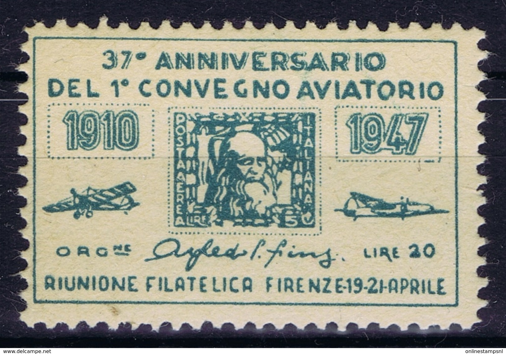 ITALY 37e ANNIVERSARIO DEL 1e CONVEGNO AVIATORIO  1916 - 1947 - Correo Aéreo