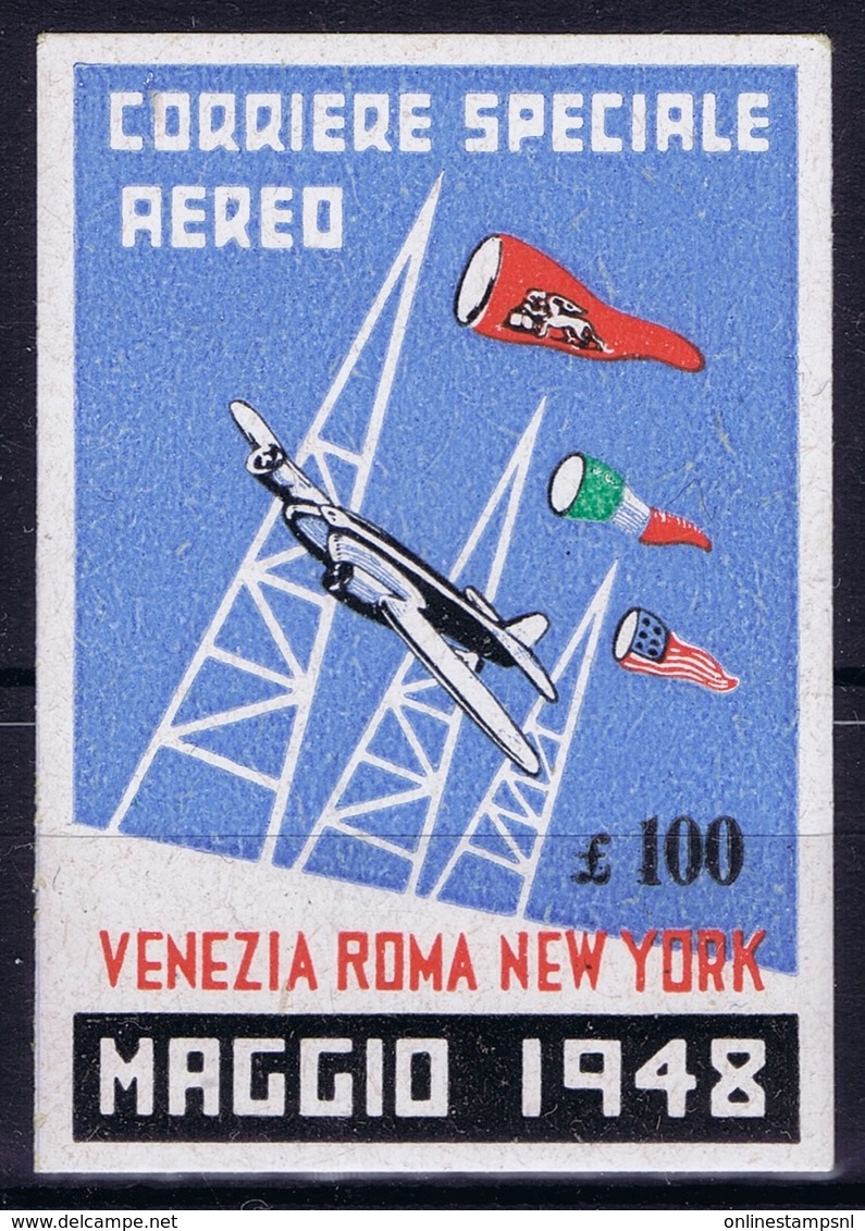 ITALY CORRIERE SPECIALE AEREO VENEZIA ROMA NEW YORK 1948 47 - Posta Aerea