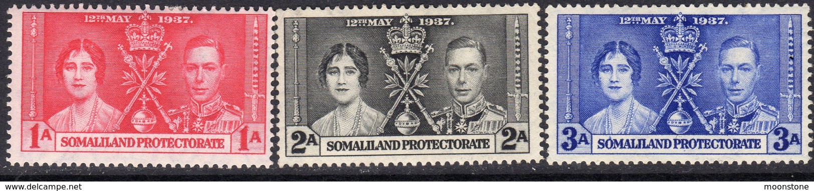 Somaliland Protectorate GVI 1937 Coronation Set Of 3, Hinged Mint, SG 90/2 (A) - Somaliland (Protectorate ...-1959)