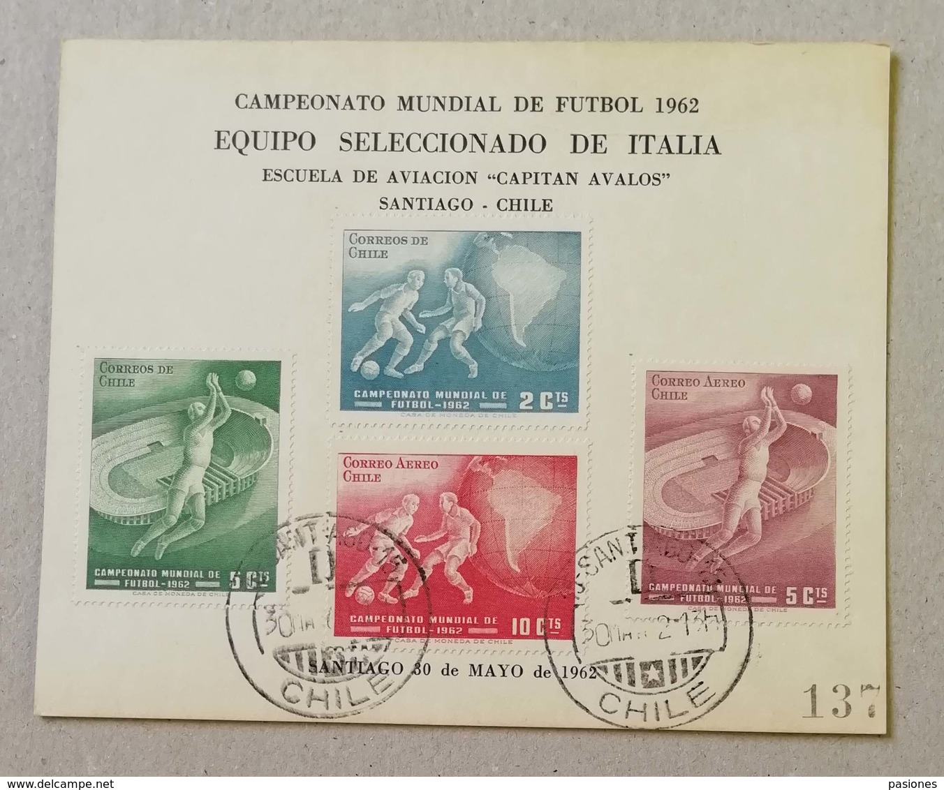 Cartolina "Campeonato Mundial De Futbol 1962" - Santiago, Chile - Cile