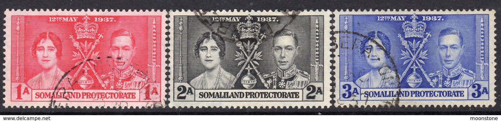 Somaliland Protectorate GVI 1937 Coronation Set Of 3, Used, SG 90/2 (A) - Somaliland (Protectorat ...-1959)