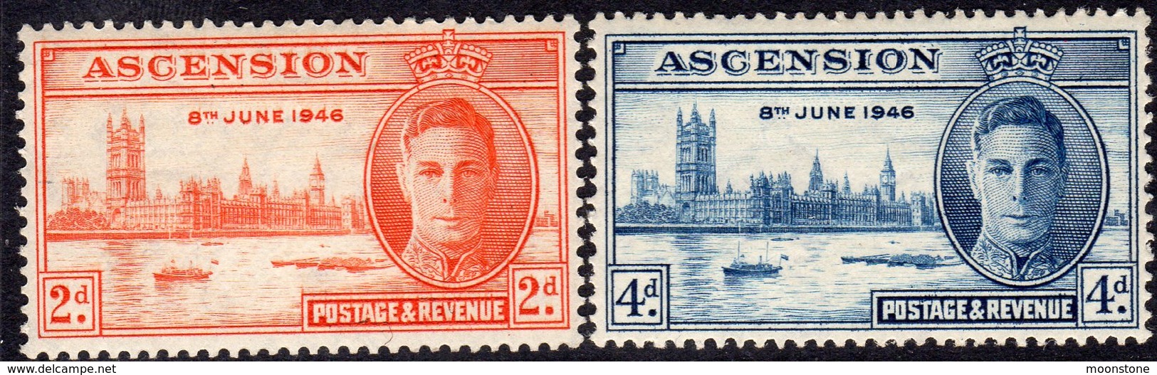 Ascension Island GVI 1946 Victory Set Of 2, Hinged Mint, SG 48/9 (A) - Ascension