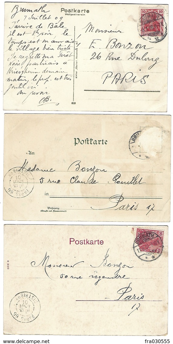 67 - BRUMATH - Lot De 3 CPA - 1901 Et 1909 - Brumath