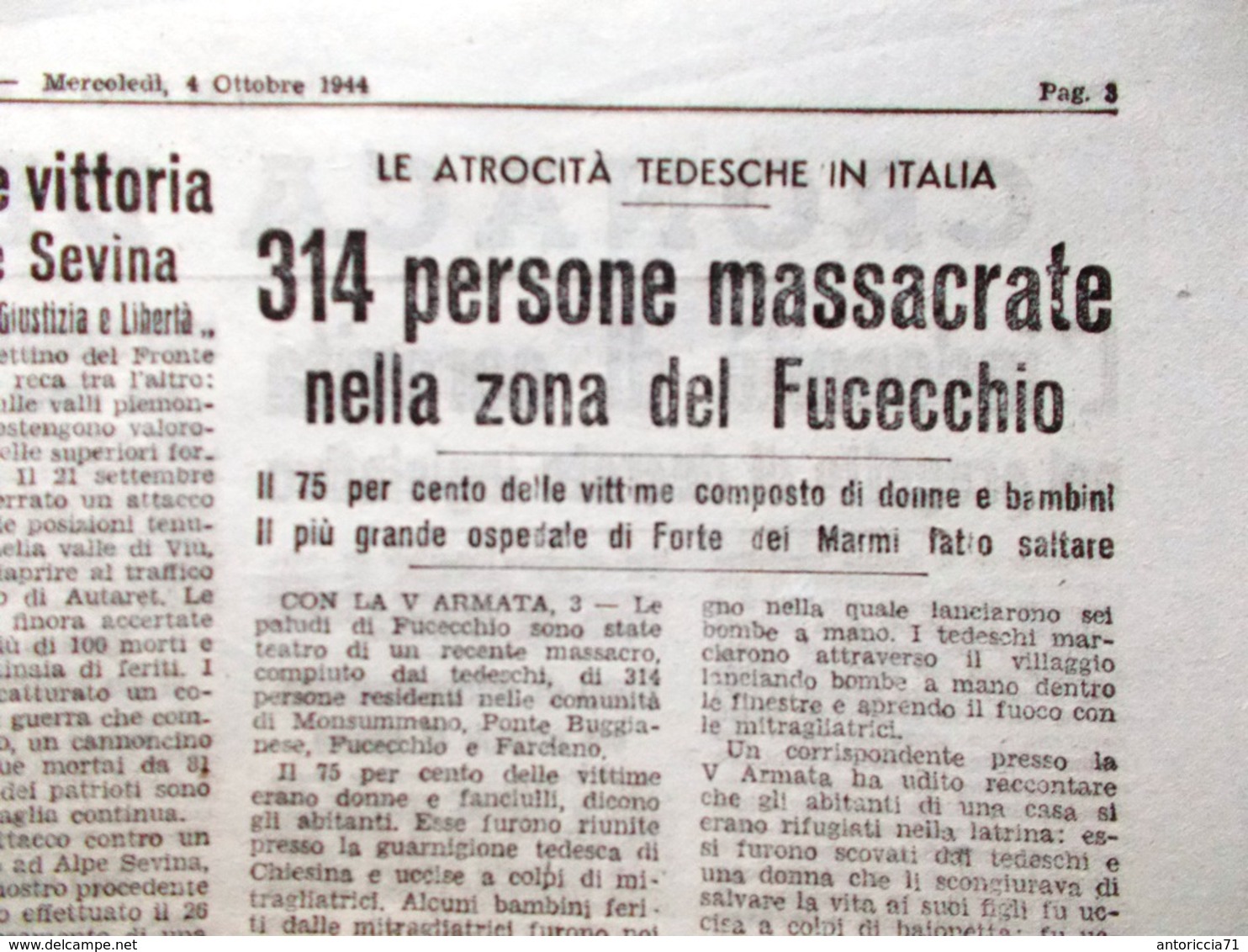 Corriere Di Roma Del 4 Ottobre 1944 WW2 Fucecchio Tedeschi In Ritirata Walcheren - Guerra 1939-45