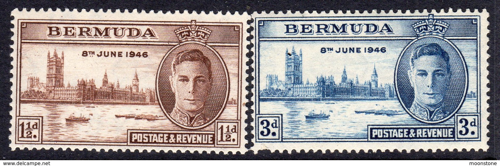 Bermuda GVI 1946 Victory Set Of 2, MNH, SG 123/4 (A) - Bermuda