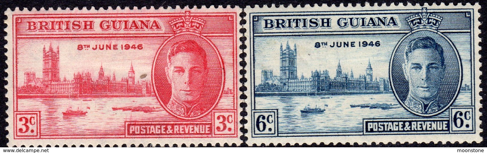 British Guiana GVI 1946 Victory Set Of 2, Hinged Mint, SG 320/1 (A) - Guayana Británica (...-1966)