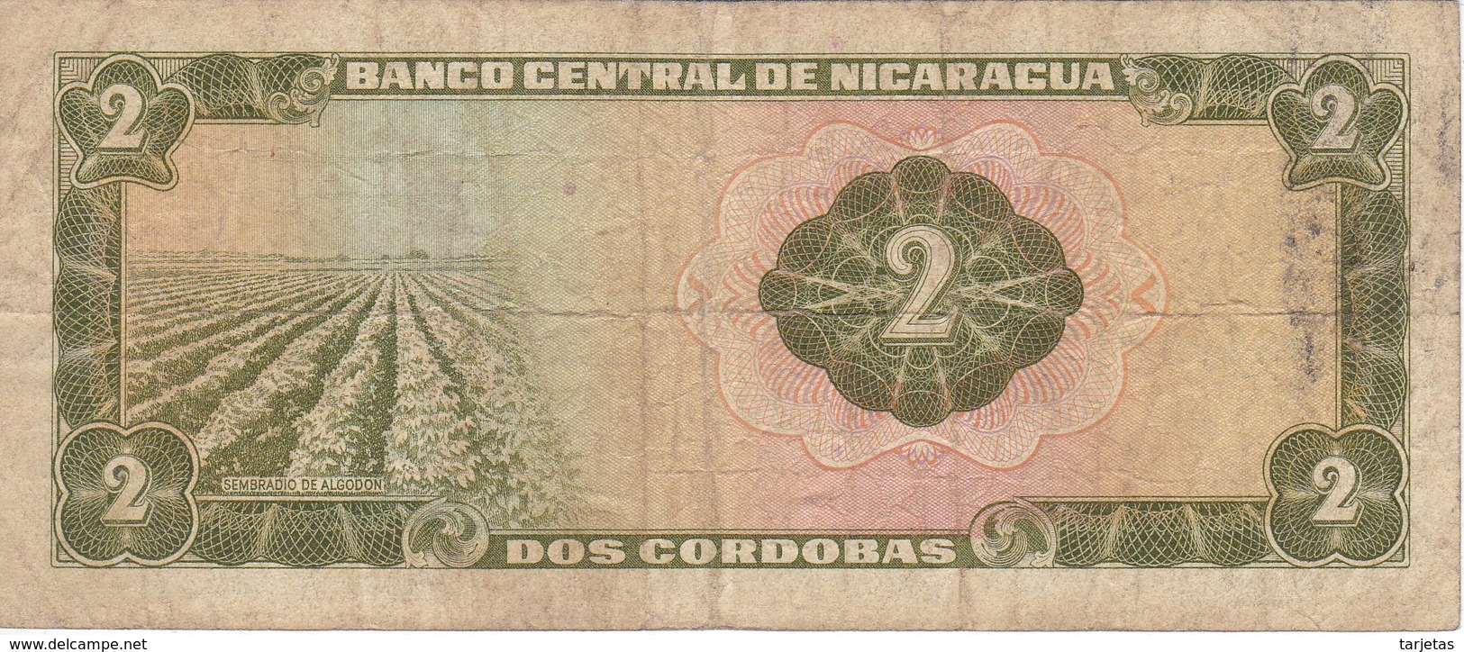 BILLETE DE NICARAGUA DE 2 CORDOBAS DEL AÑO 1972  (BANK NOTE) - Nicaragua