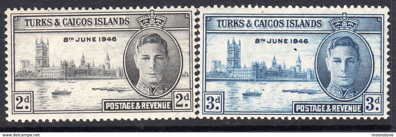 Turks & Caicos Islands GVI 1946 Victory Set Of 2, MNH, SG 206/7 (A) - Turks And Caicos