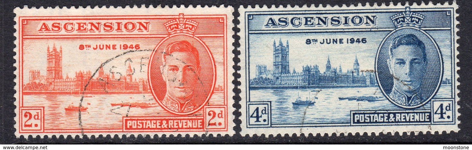 Ascension Island GVI 1946 Victory Set Of 2, Used, SG 48/9 (A) - Ascension