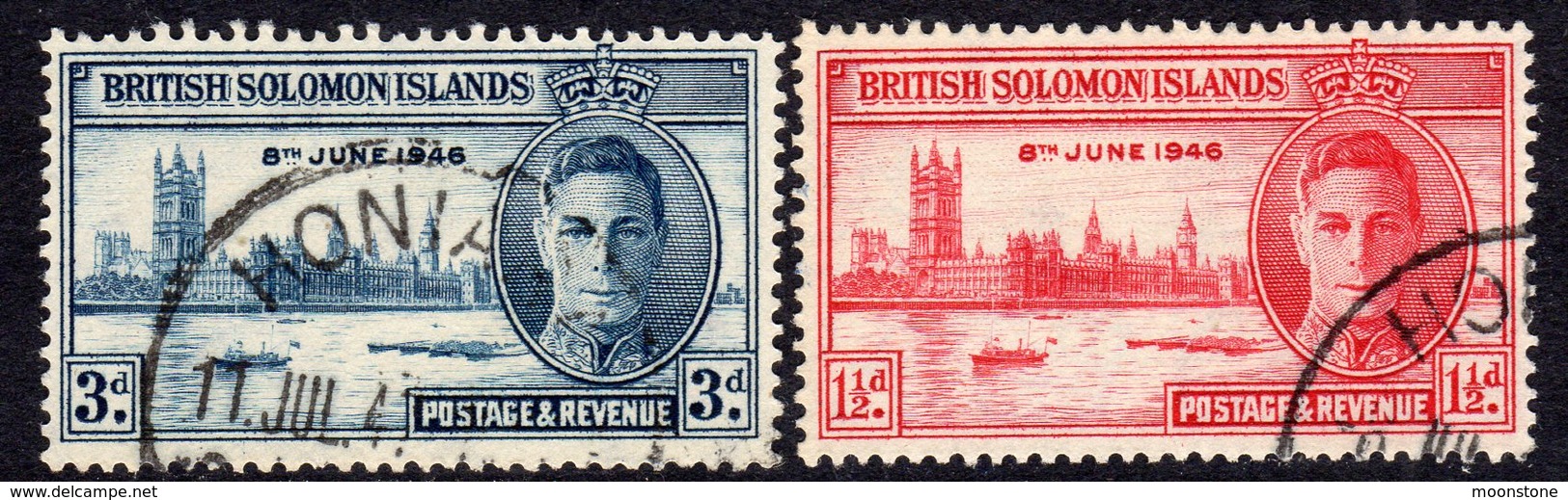 British Solomon Islands GVI 1946 Victory Set Of 2, Used, SG 73/4 (A) - Salomonen (...-1978)