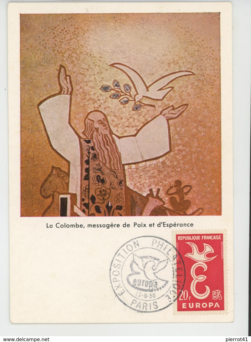 TIMBRES - EUROPA - Carte Premier Jour EXPOSITION PHILATELIQUE PARIS 13/9/1958 - DIJON - Sanctuaire Du Sacré Coeur - - 1958