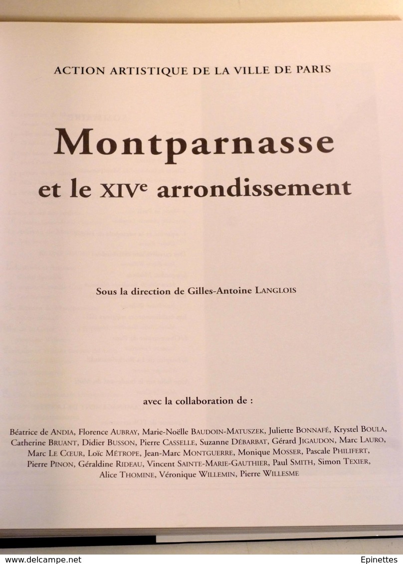MONTPARNASSE ET LE XIVe ARRONDISSEMENT, Action Artistique Ville De Paris, 2000, Gilles-Antoine Langlois - Geschiedenis