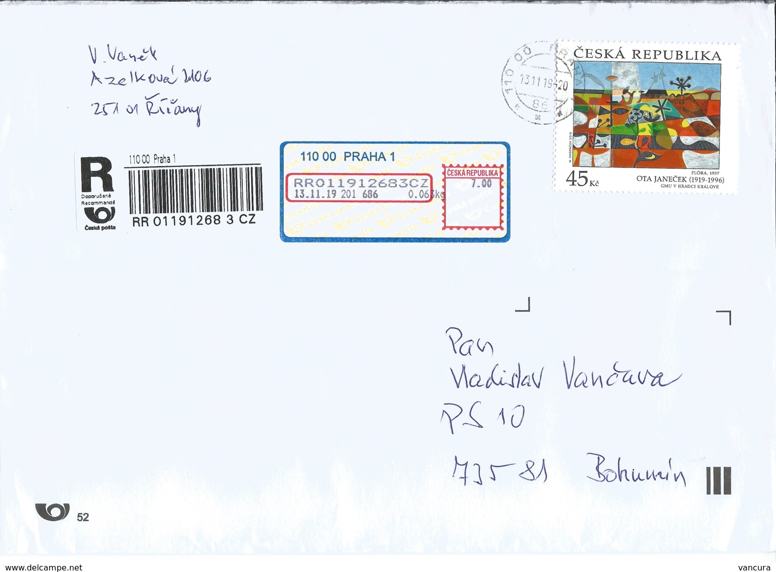 R Envelope With 1054 Czech Republic Ota Janecek, Flora 13-11-2019 First Day Cancel - Lettres & Documents