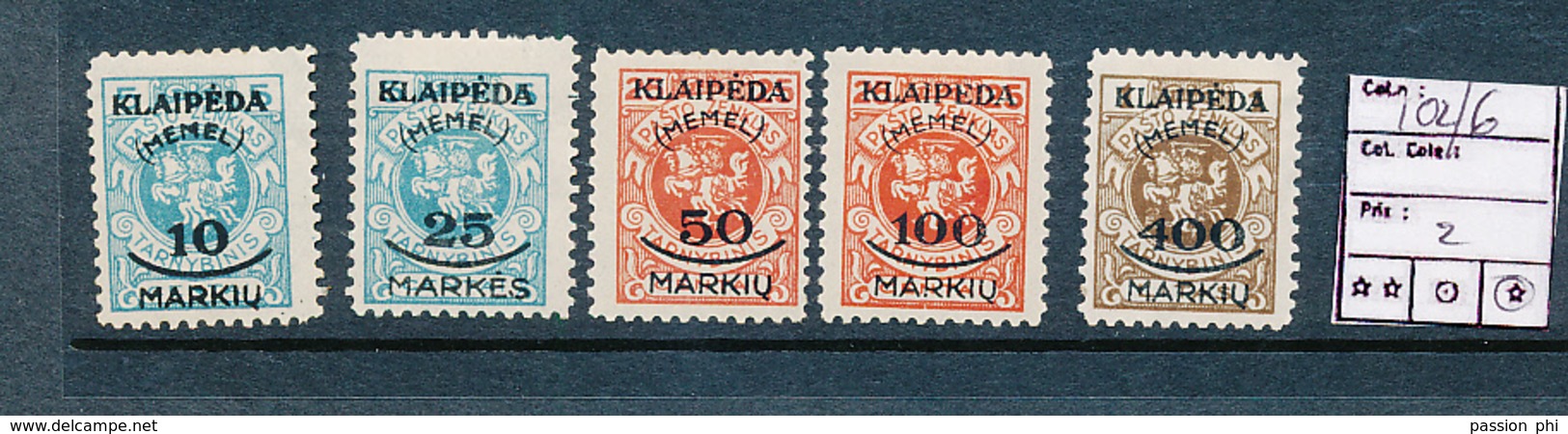 LITHUANIA MEMEL YVERT 102/6 LH - Lituanie