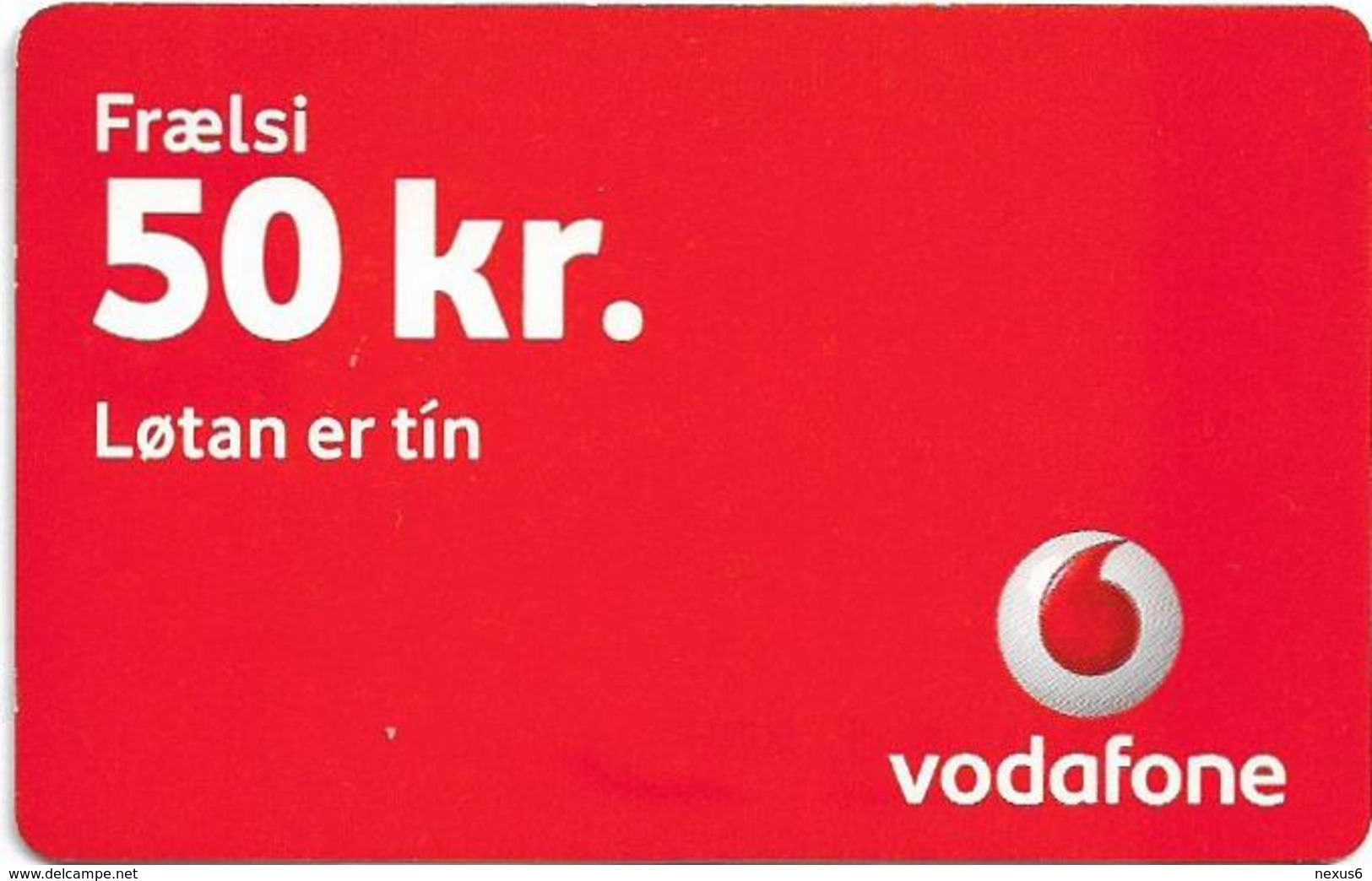 Faroe - Vodafone - Frælsi Vodafone, 50Kr. GSM Refill, Used - Faroe Islands