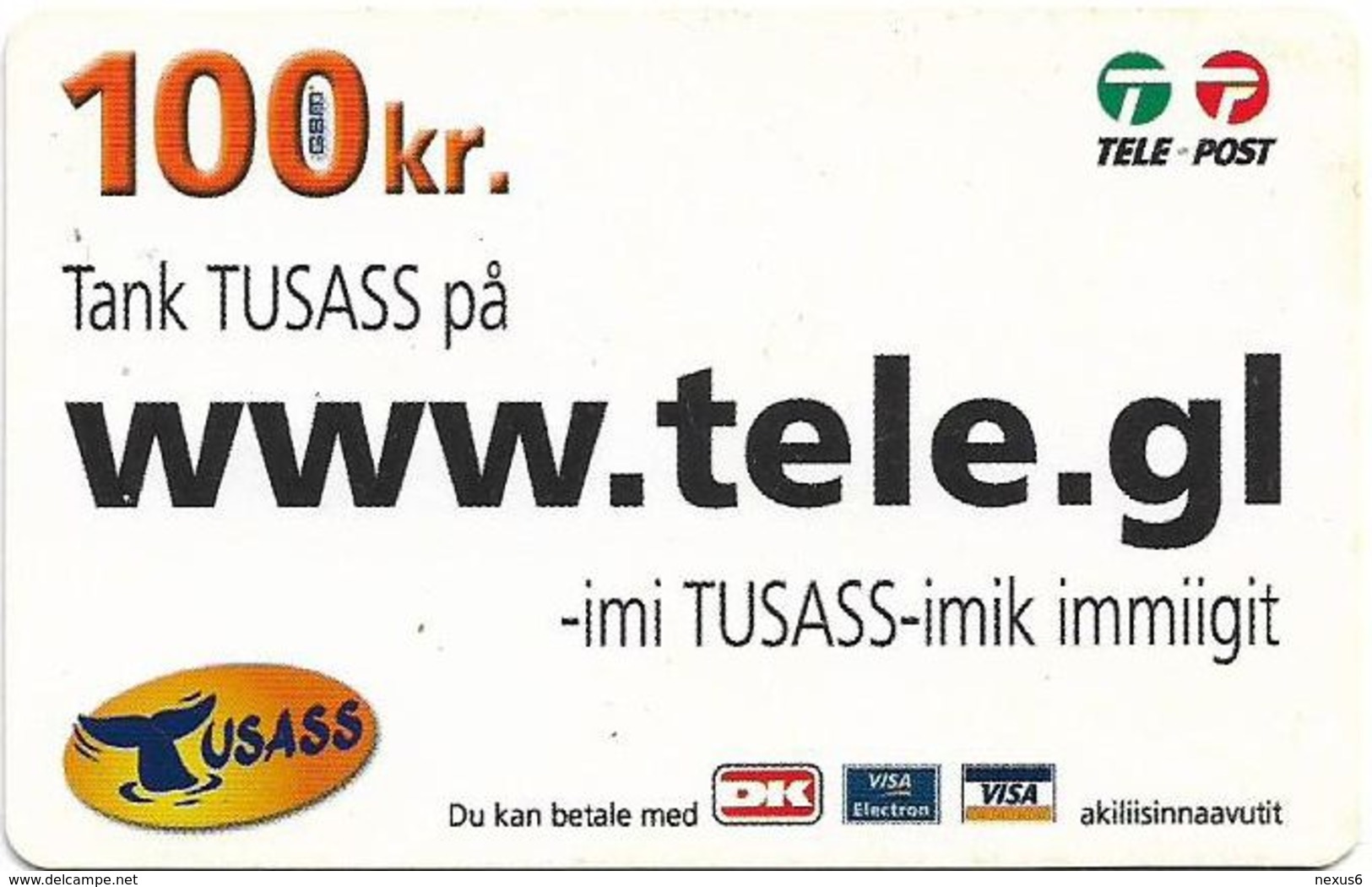 Greenland - Tusass - Www.tele.gl, GSM Refill, 100kr. Exp. 16.04.2011, Used - Groenland