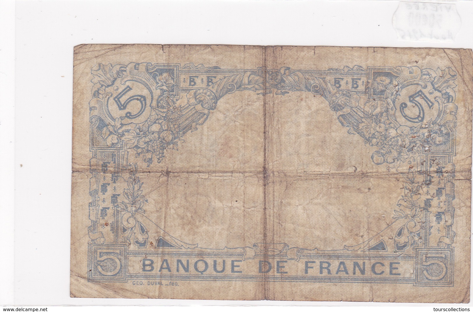 Billet De 5 Francs Bleu Du 07/08/1915 VIERGE - F.7125 Alph 180 @ N° Fayette : 2.30 - 5 F 1912-1917 ''Bleu''