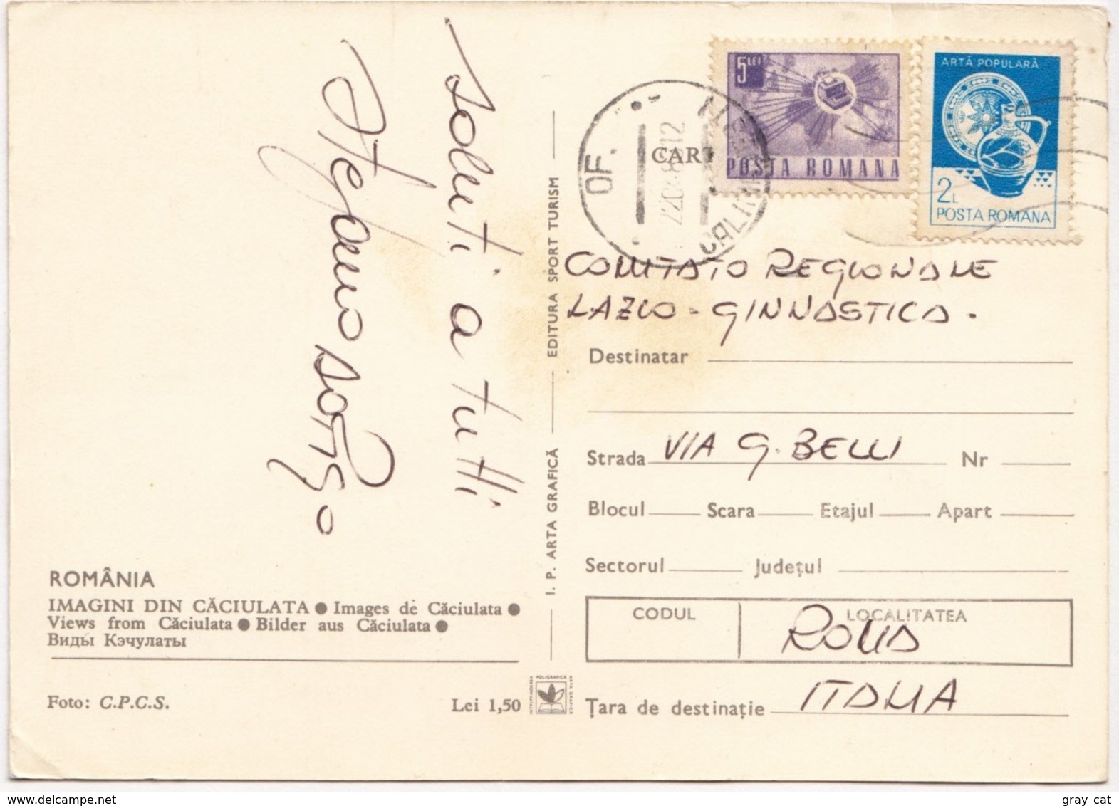 CACIULATA, Romania, Used Postcard [23769] - Rumänien