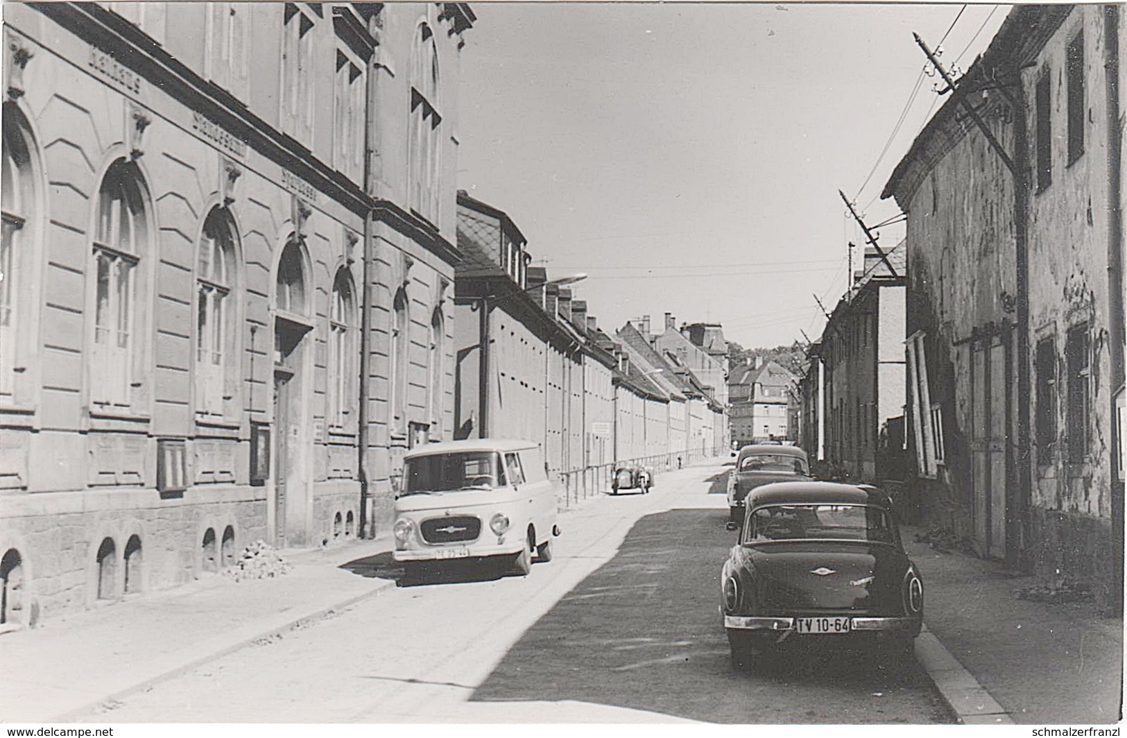 Foto Rohling Für AK Scheibenberg Rudolf Breitscheid Straße A Rathaus Sparkasse Barkas B 1000 Wartburg Erzgebirge DDR - Scheibenberg