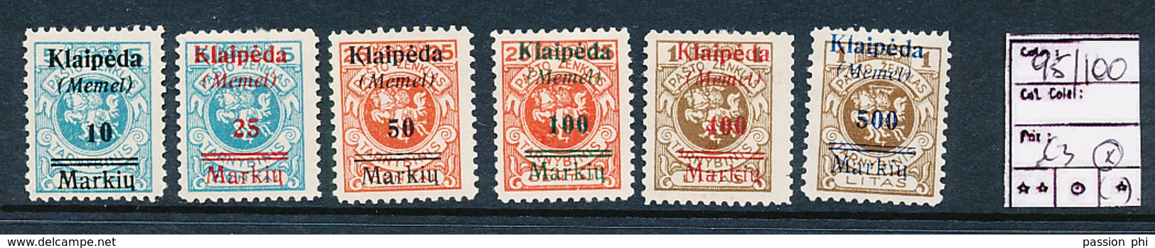 LITHUANIA MEMEL YVERT 95/100 LH OR MINT NO GUM - Lituanie