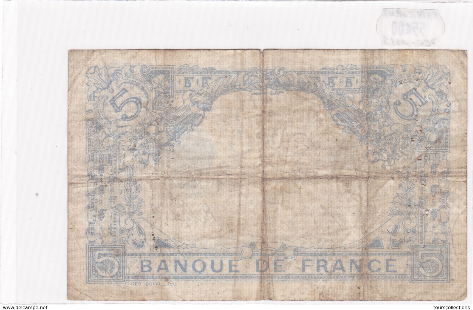 Billet De 5 Francs Bleu Du 24/12/1915 Capricorne - K.9493 Alph 688 @ N° Fayette : 2.34 - 5 F 1912-1917 ''Bleu''