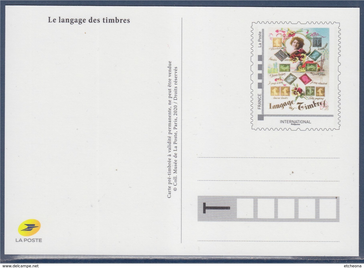 = Type MonTimbraMoi International 20g Entier Carte Postale Langage Des Timbres - PAP : Altri (1995-...)
