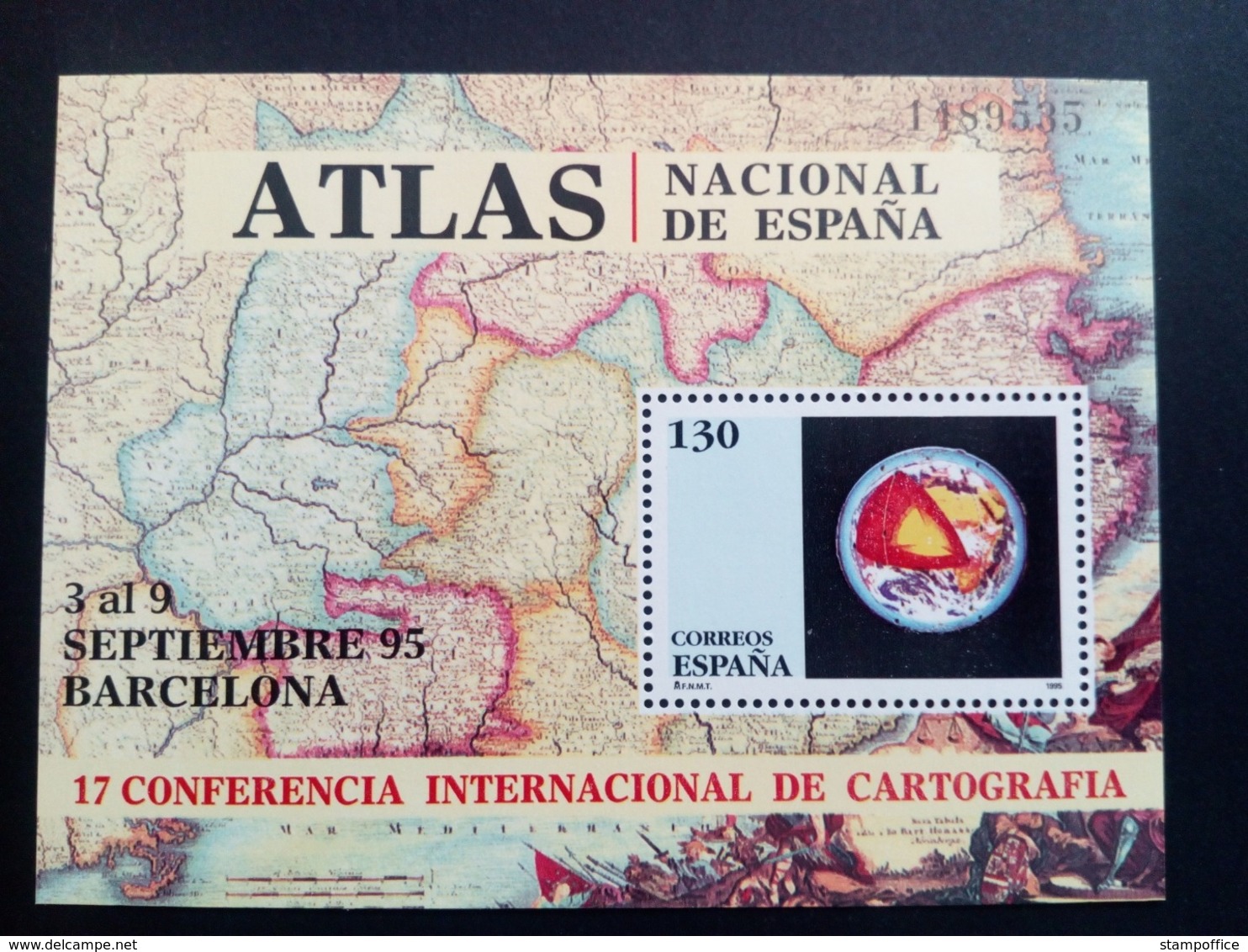 SPANIEN BLOCK 59 POSTFRISCH INT. KONFERENZ DER KATOGRAPHIE 1995 BARCELONA - Blocs & Feuillets