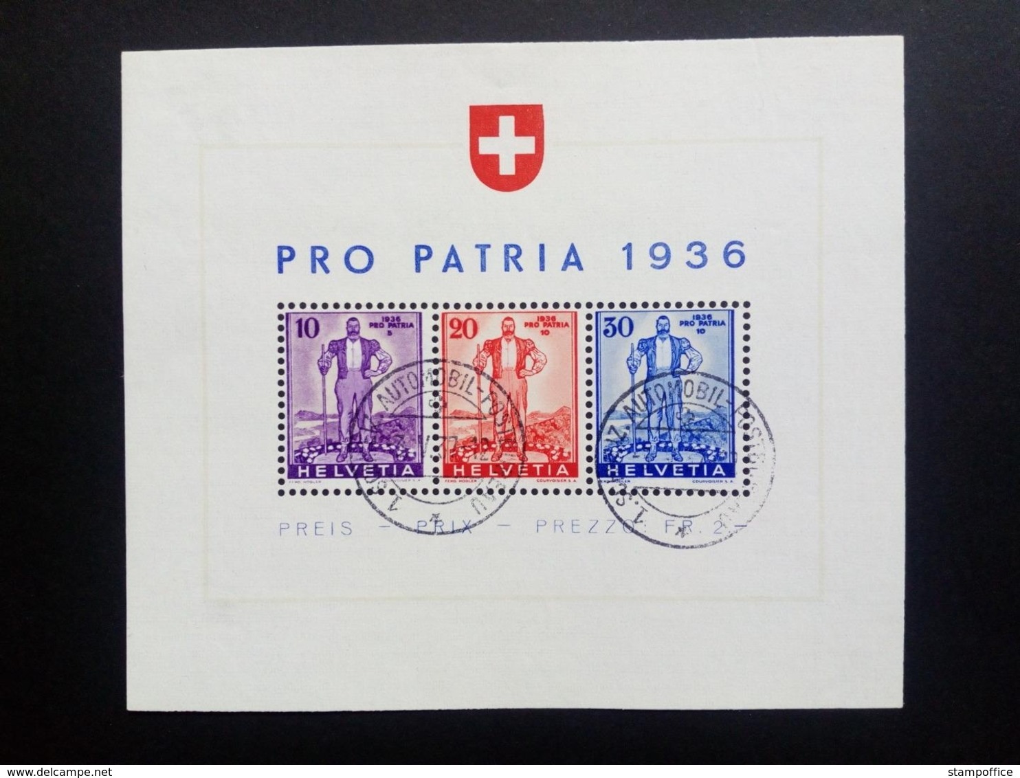 SCHWEIZ BLOCK 2 GESTEMPELT(USED) PRO PATRIA 1936 FREIBURGER SENN - Blocchi & Foglietti