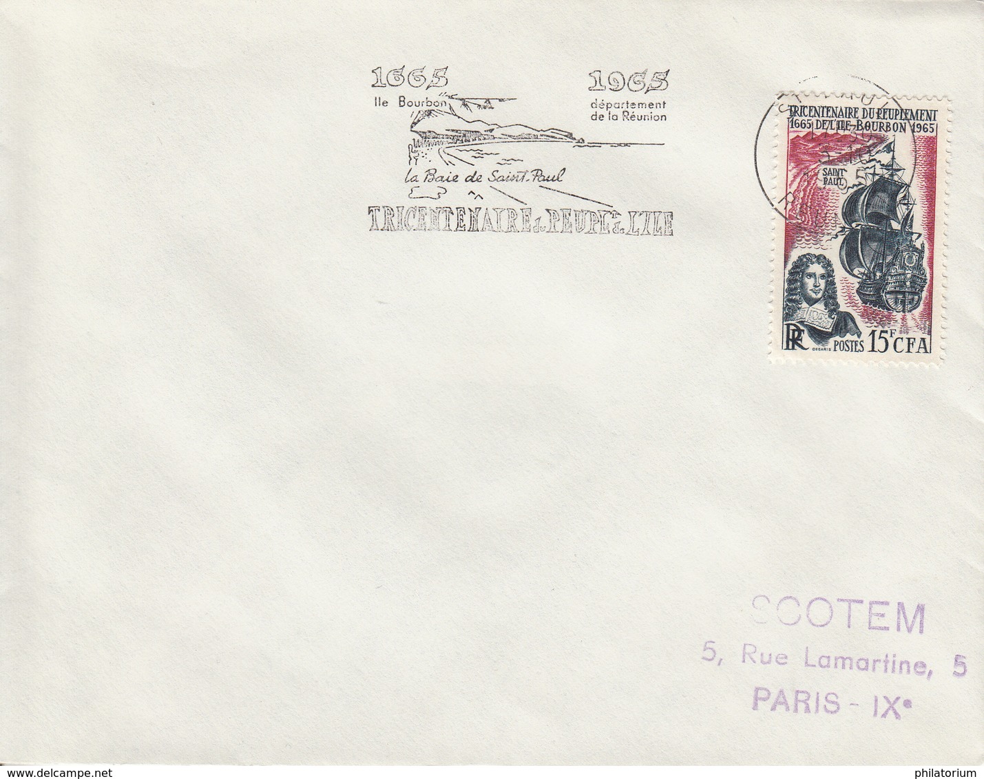 REUNION  Peuplement De L'Ile Bourbon  SAINT PAUL  3 Octobre 1965   Flamme - Lettres & Documents