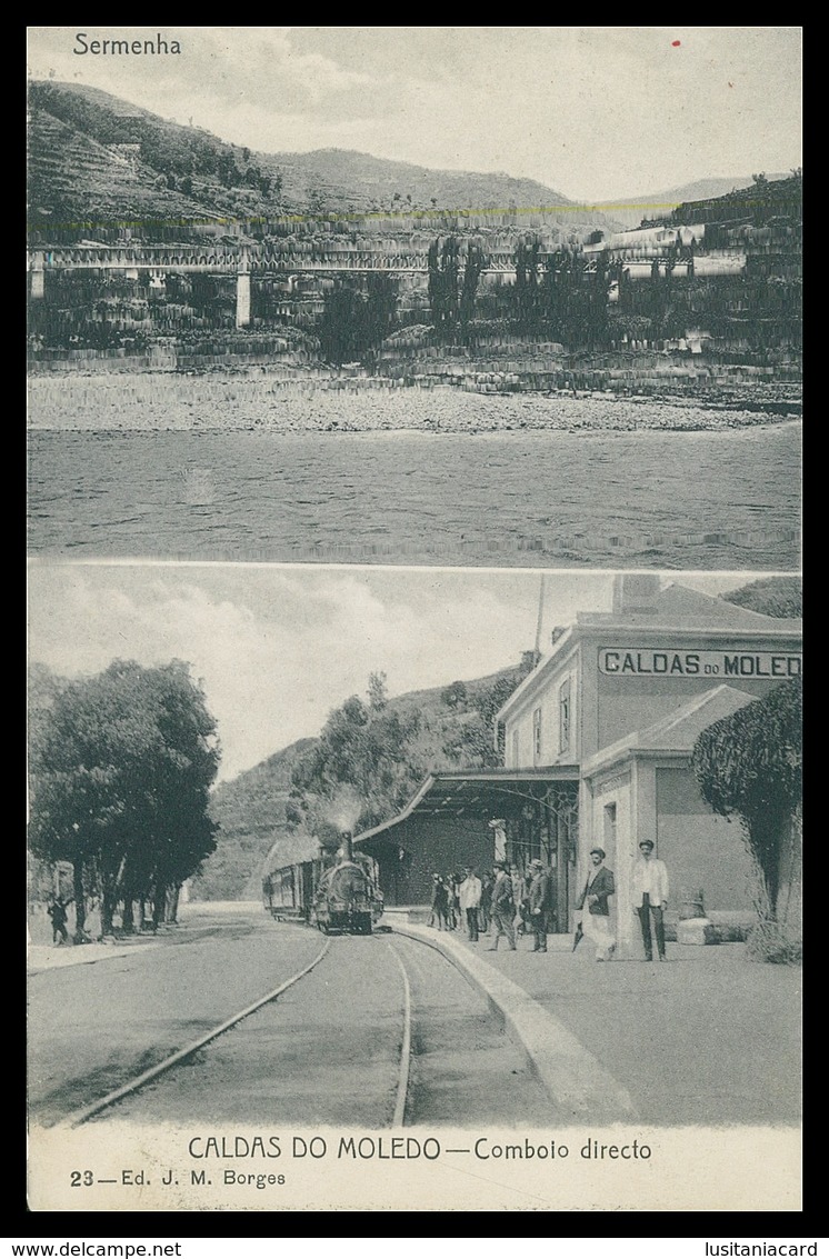 PESO DA RÉGUA -CALDAS DO MOLEDO- ESTAÇÃO DOS CAMINHOS DE FERRO-Comboio Directo ( Ed. J. M. Borges Nº 23)   Carte Postale - Vila Real