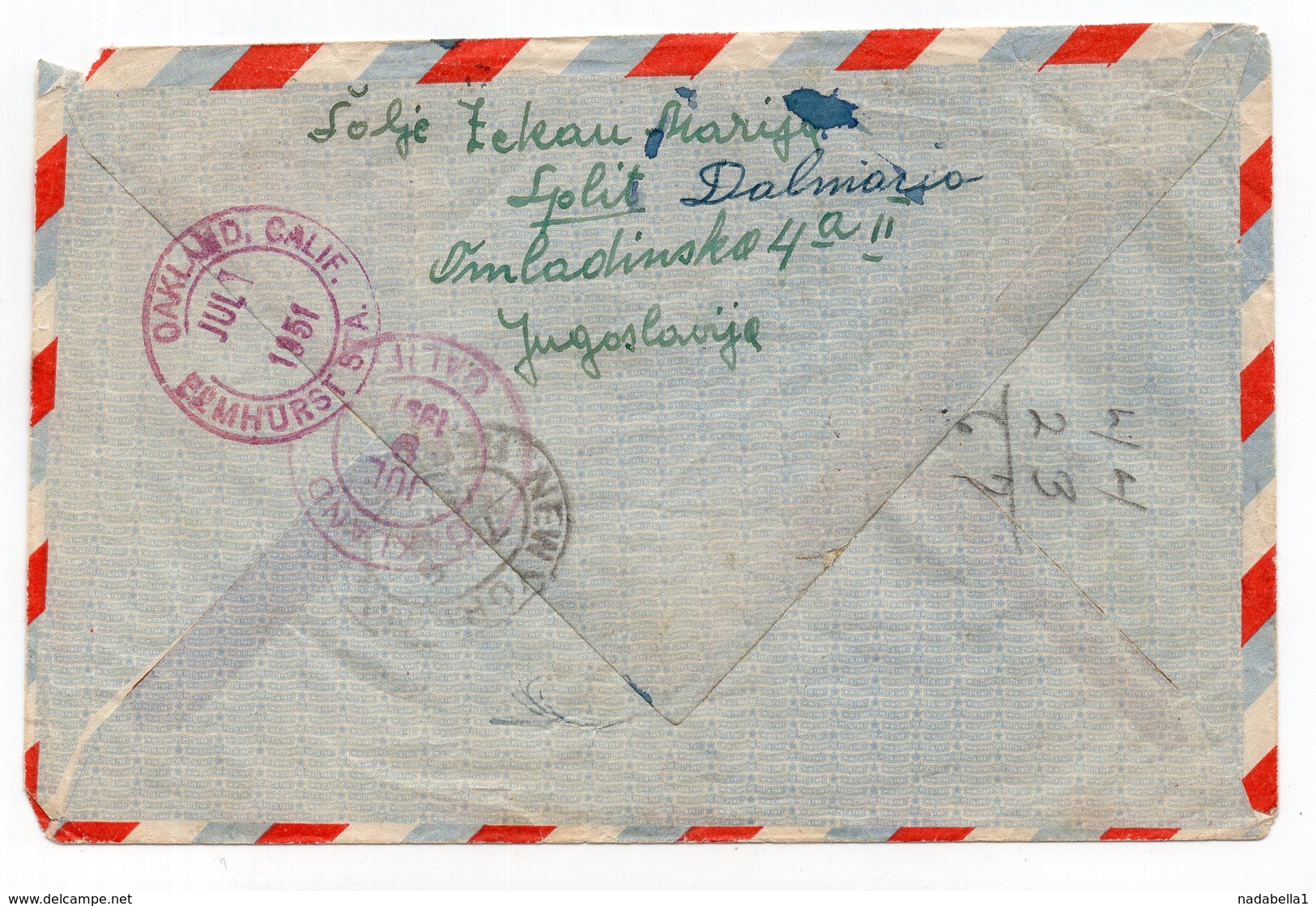 1951 YUGOSLAVIA, CROATIA, SPLIT TO USA, REGISTERED AIR MAIL COVER - Covers & Documents
