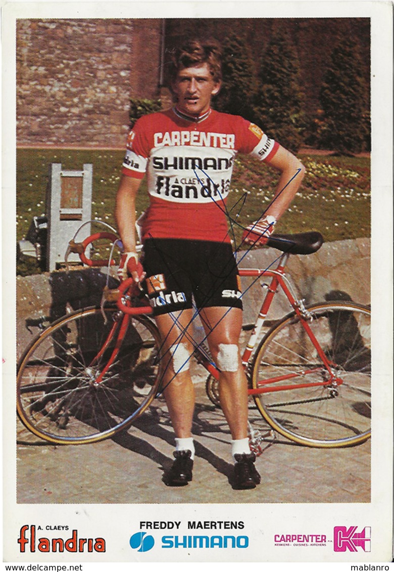 CARTE CYCLISME FREDDY MAERTENS SIGNEE TEAM CARPENTER 1973 - Radsport