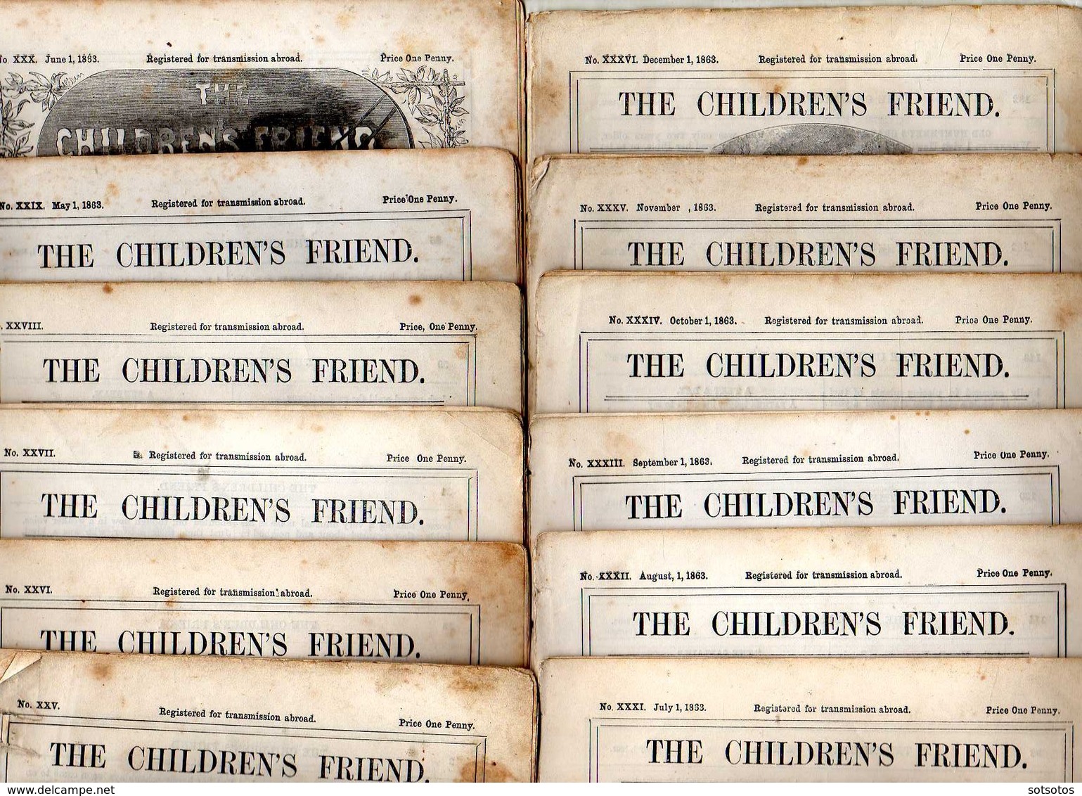 The Childrens Friend: No XXV To XXXVI - 12 Issues Of 1863 (Jan To Dec) With Too Many Pictures And Many Interesting Artic - Pour Enfants