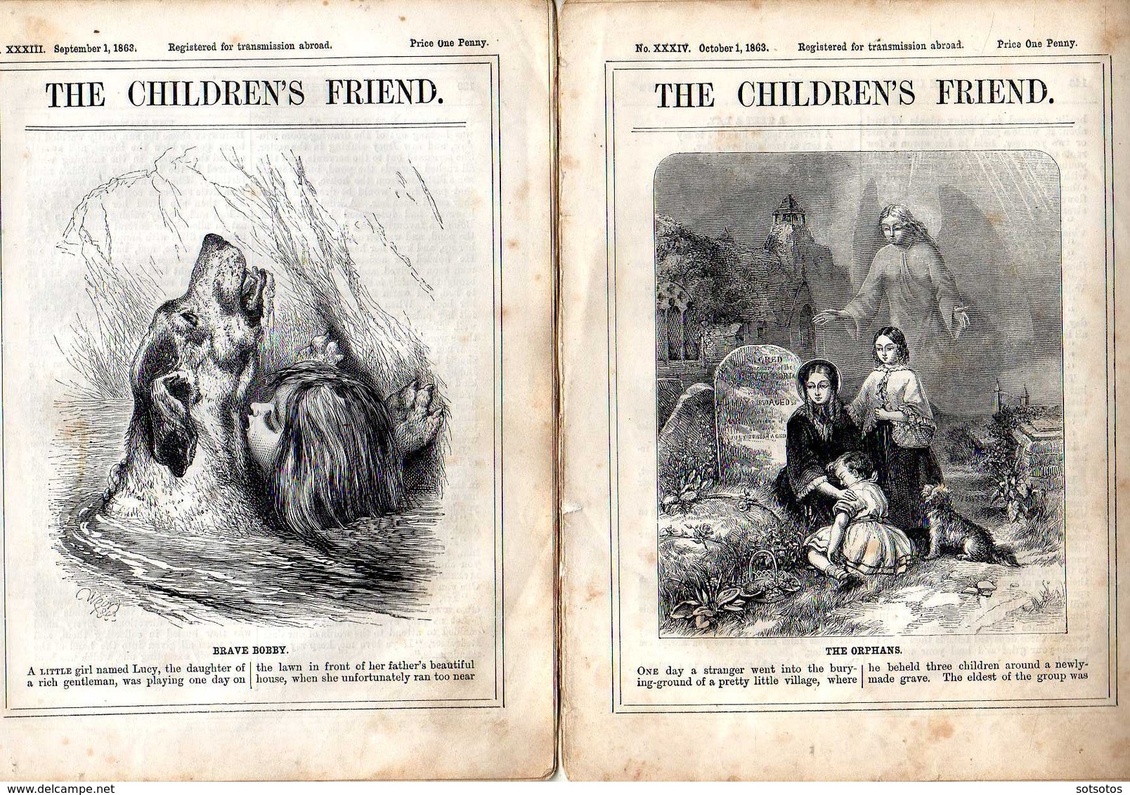 The Childrens Friend: No XXV to XXXVI - 12 issues of 1863 (Jan to Dec) with too many pictures and many interesting artic