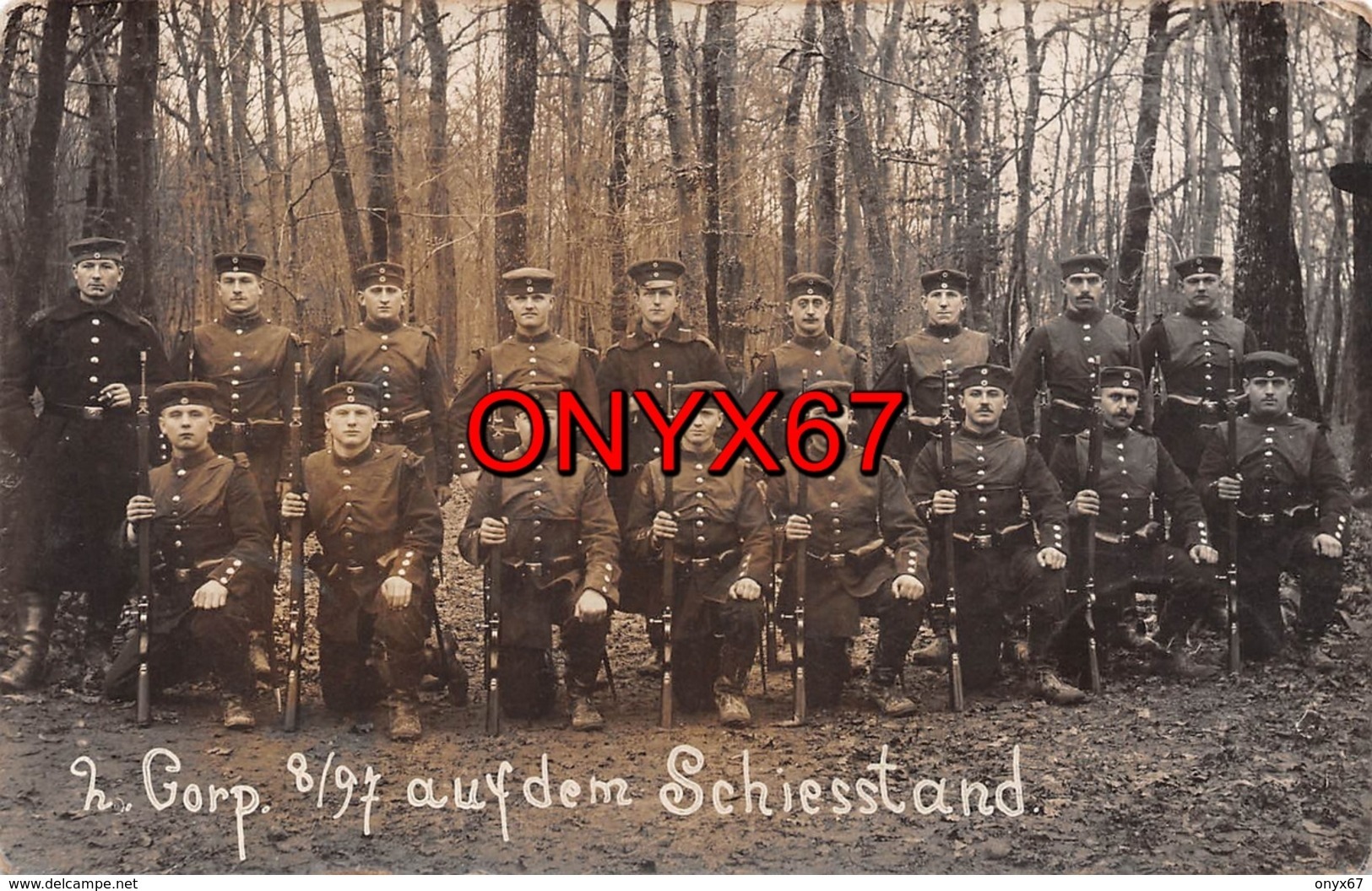 Carte Photo Militaire Allemand SARREBOURG-SAARBURG (Moselle) Soldat-Soldaten 2 Corp. 8/97 Schiesstand Photo Aug. Rieger - Sarrebourg