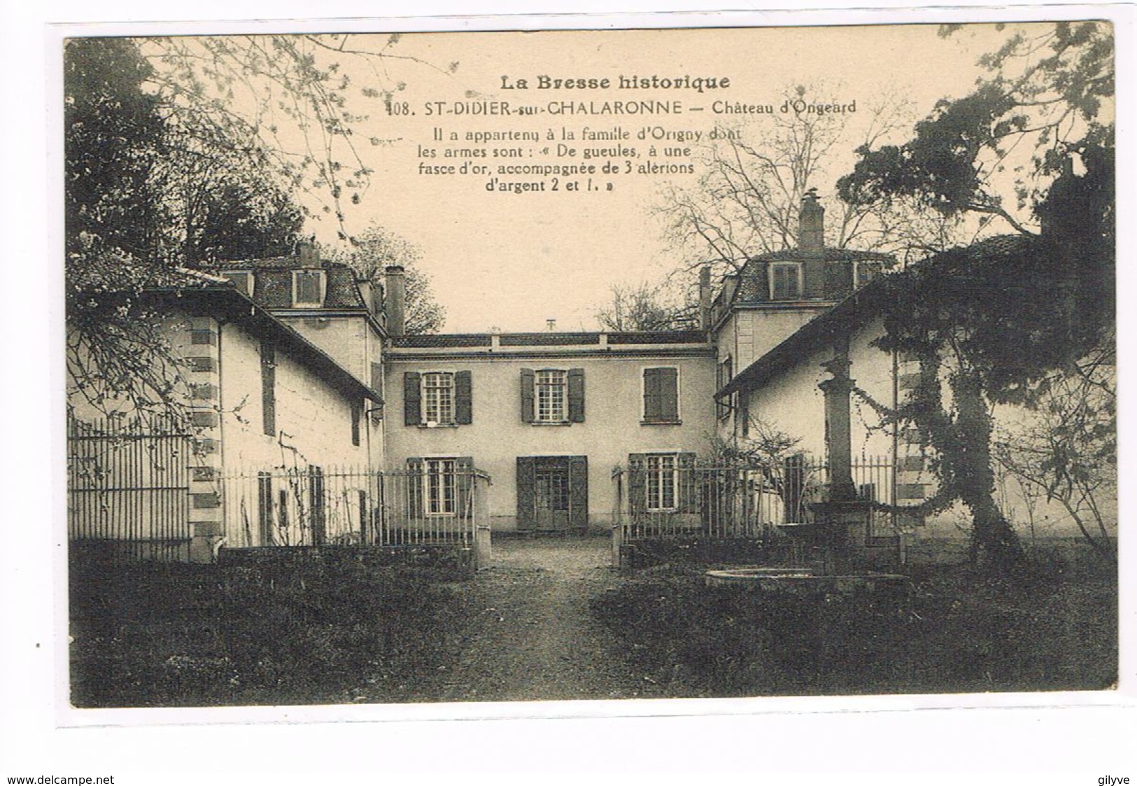 Cpa (01) St Didier Sur Chalaronne. Château D'Ongeard. (B.004) - Ars-sur-Formans