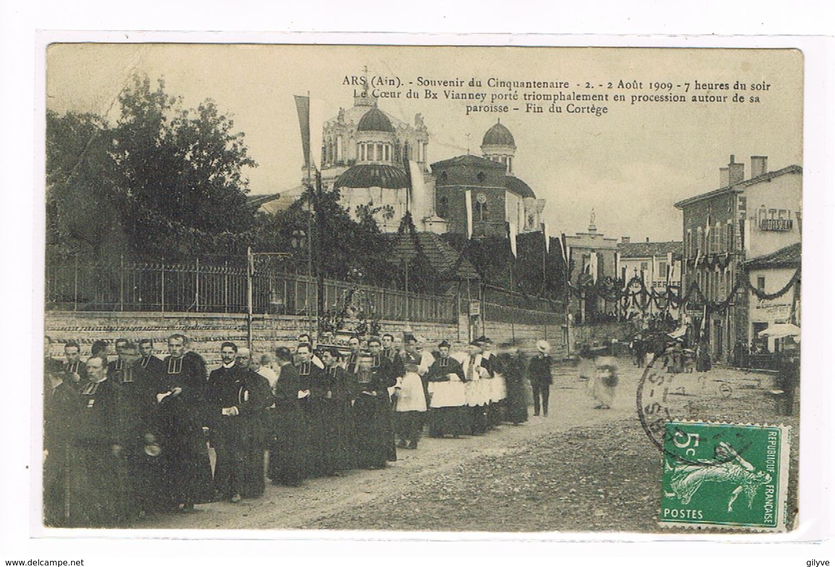 Cpa (01) Ars. Cinquantenaire .2 Août 1909. Coeur Du Bx Vianney. (B1.002) - Ars-sur-Formans