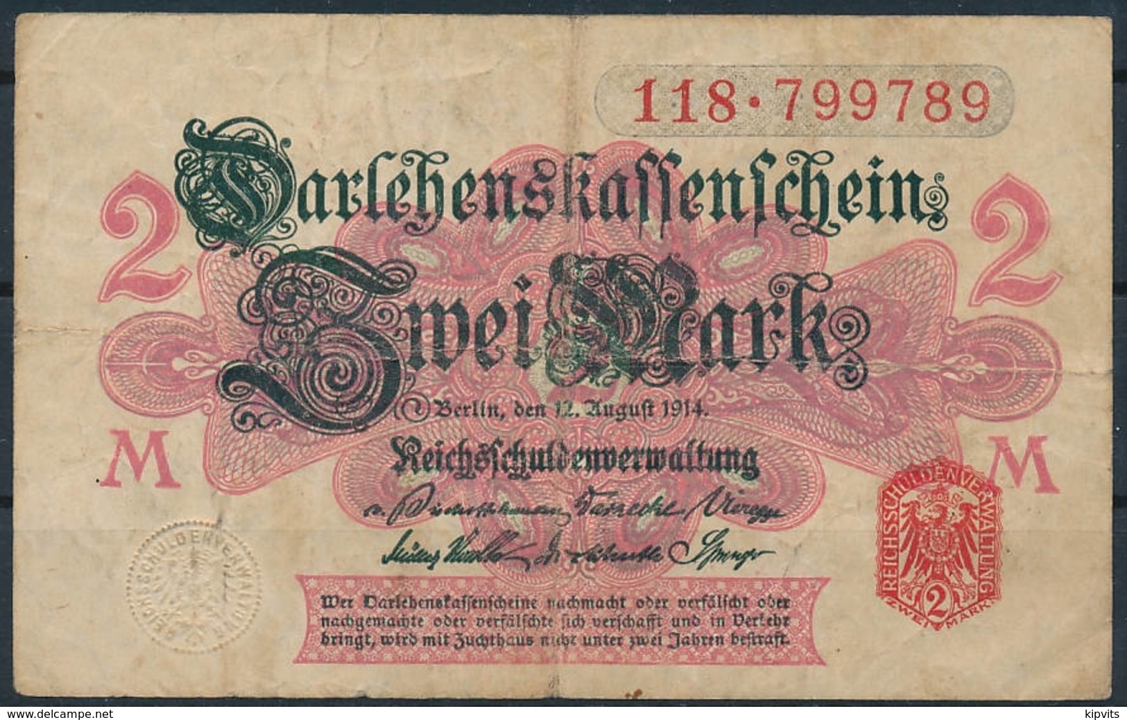 Darlehenskassenschein 1914 - 2 Mark - Circulated - Other & Unclassified
