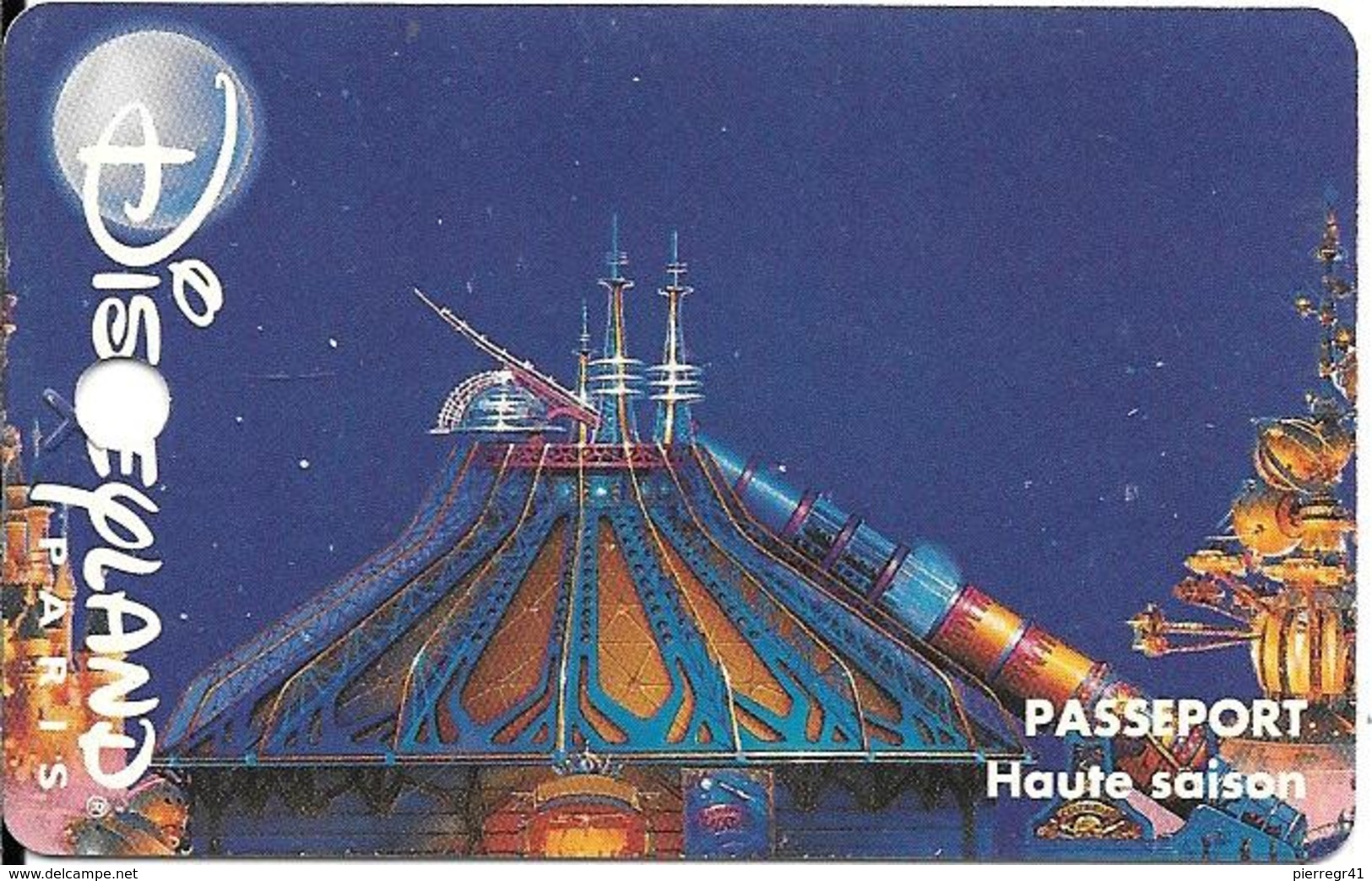 PASS-DISNEYLANDPARIS -1996-SPACE MOUNTAIN-ADULTE-V° N° S 049610- HorIZ En HAUT-MKP-Gratuit Employé ID Apres 14H-TBE-Trou - Disney-Pässe
