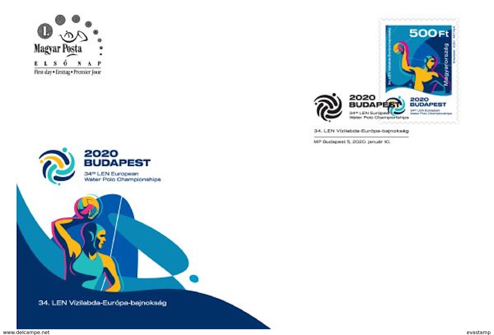 HUNGARY - 2020. FDC - 34th LEN European Water Polo Championships Budapest  MNH!!! - Wasserball