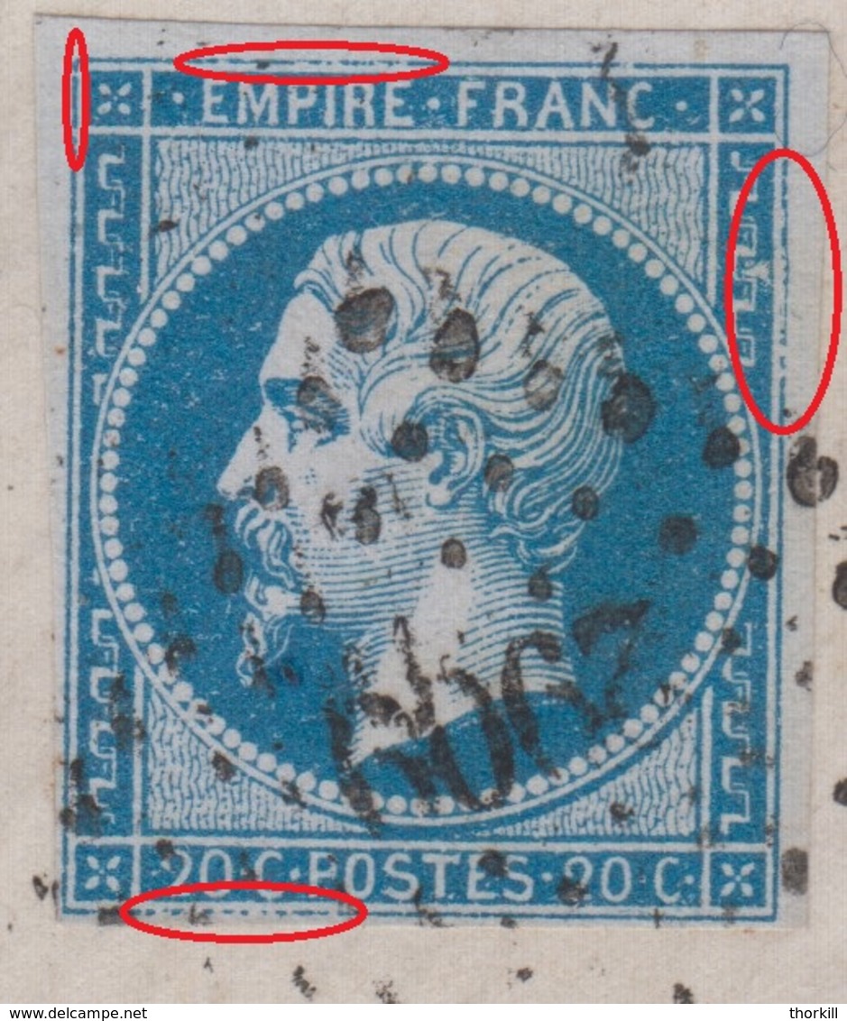 YT 14B Lettre Publicitaire TTB ++++ Soissons à Reims PC 2909 - 1853-1860 Napoleon III