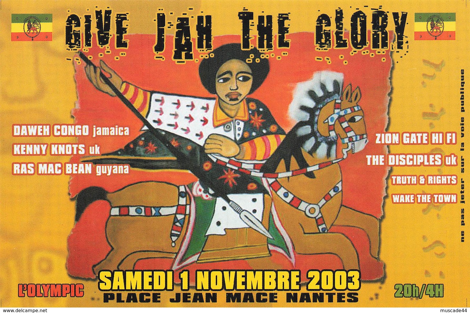 CARTE PUBLICITE - L OLYMPIC NANTES- GIVE JAH THE GLORY - Autres & Non Classés