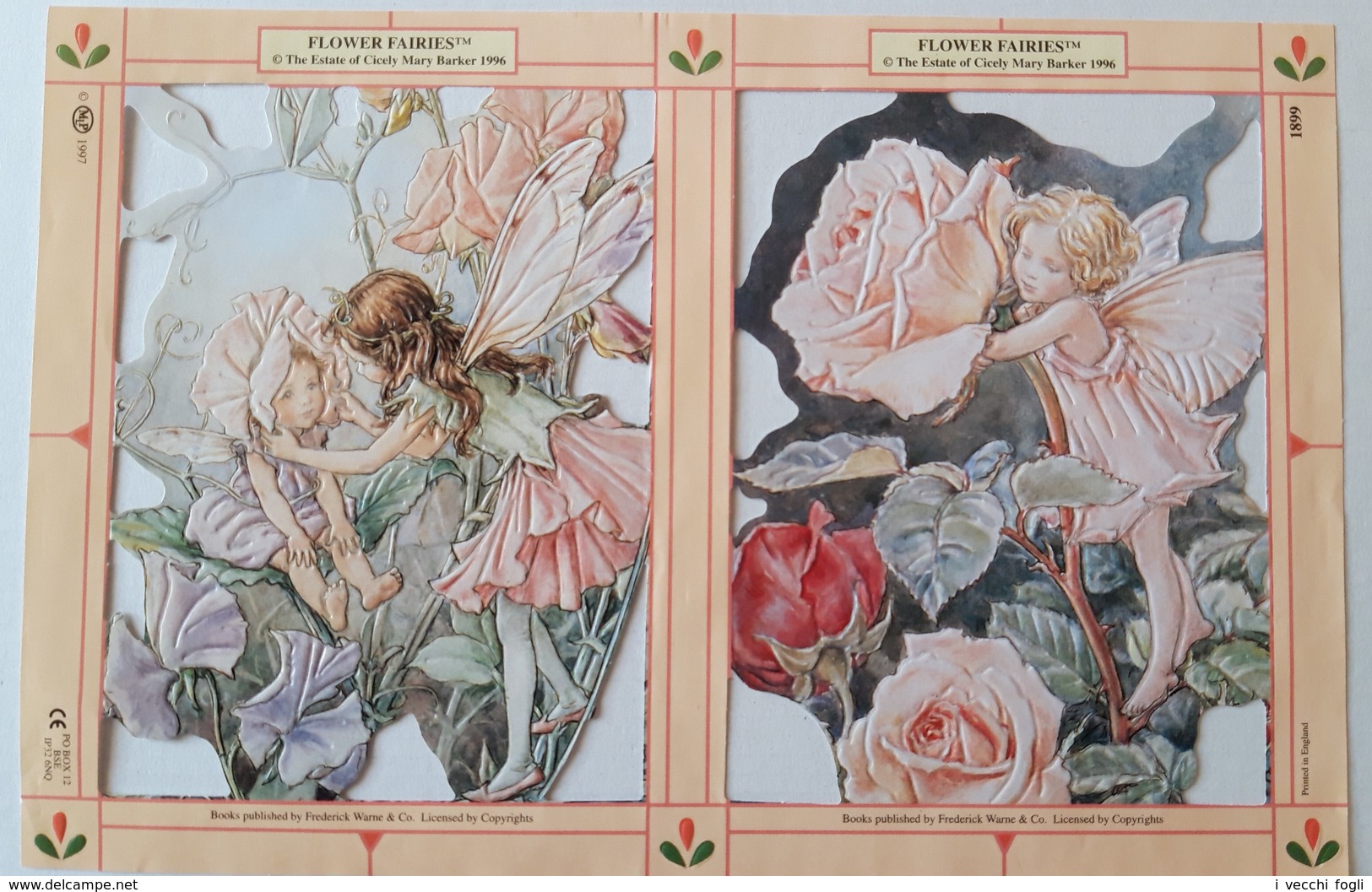 Page Moderne (1996) De Découpi, 2 Images. Thème: Flower Fairies. Fées Des Fleurs. From Mary Barker 1899. Gaufrée - Other & Unclassified