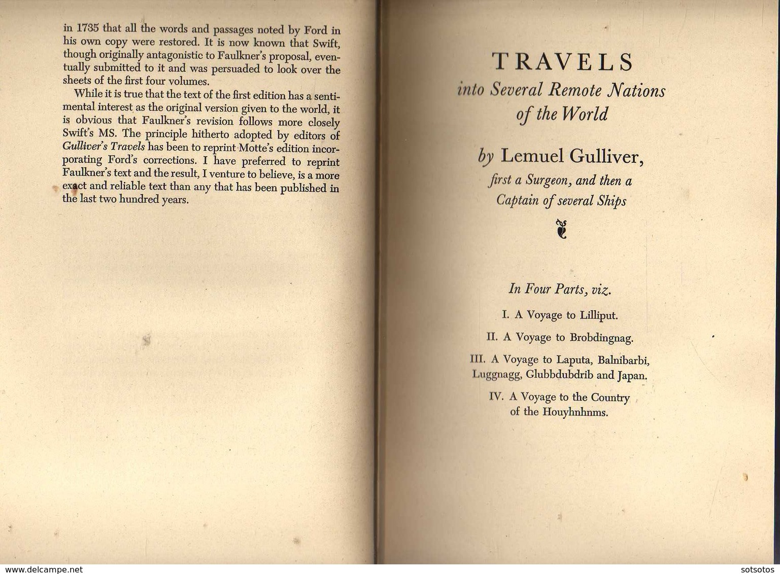 Gulliver's Travels an Account of the Four Voyages   into Several Remote Nations of the World. Now Written down by Jonath