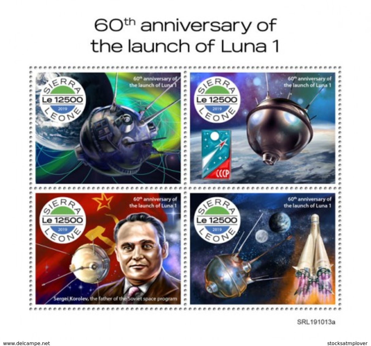 Sierra Leone 2019     Launch Of Luna 1 ，Sergei Korolev, Space    S201912 - Sierra Leone (1961-...)