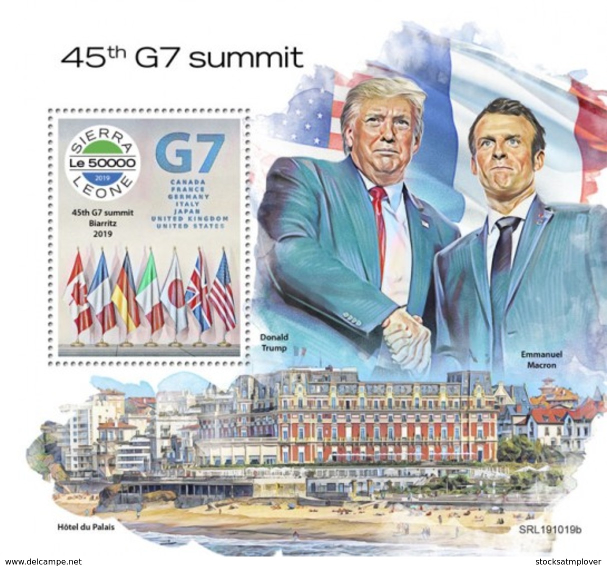 Sierra Leone 2019   G7 Summit  ,Donald Trump; Emmanuel Macron  S201912 - Sierra Leone (1961-...)