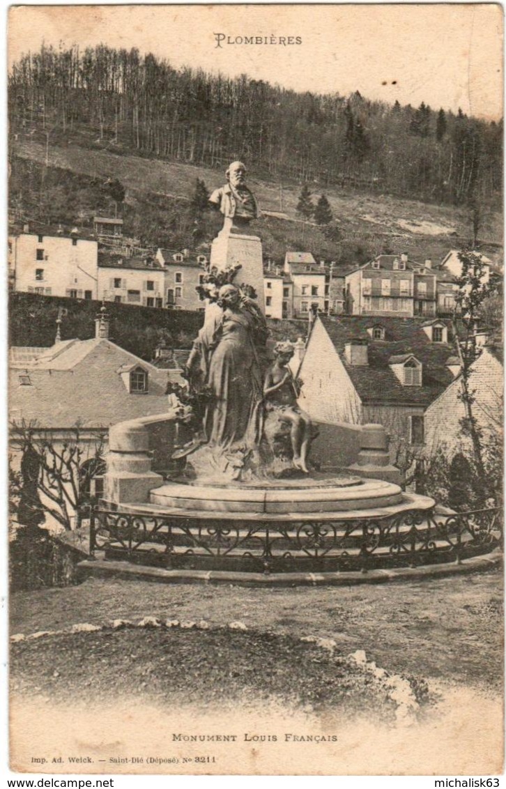 6BPS 746. PLOMBIERES LES BAINS - MONUMENT LOUIS FRANCAIS - Plombieres Les Bains