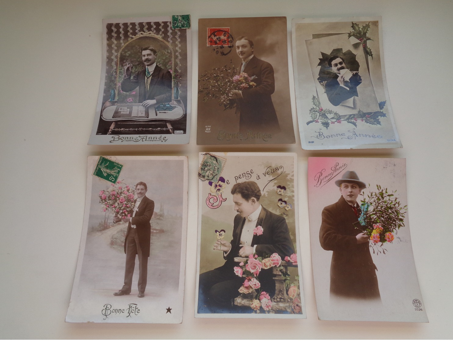 Beau lot de 60 cartes postales de fantaisie  hommes  homme   Mooi lot 60 postkaarten van fantasie mannen man -  60 scans