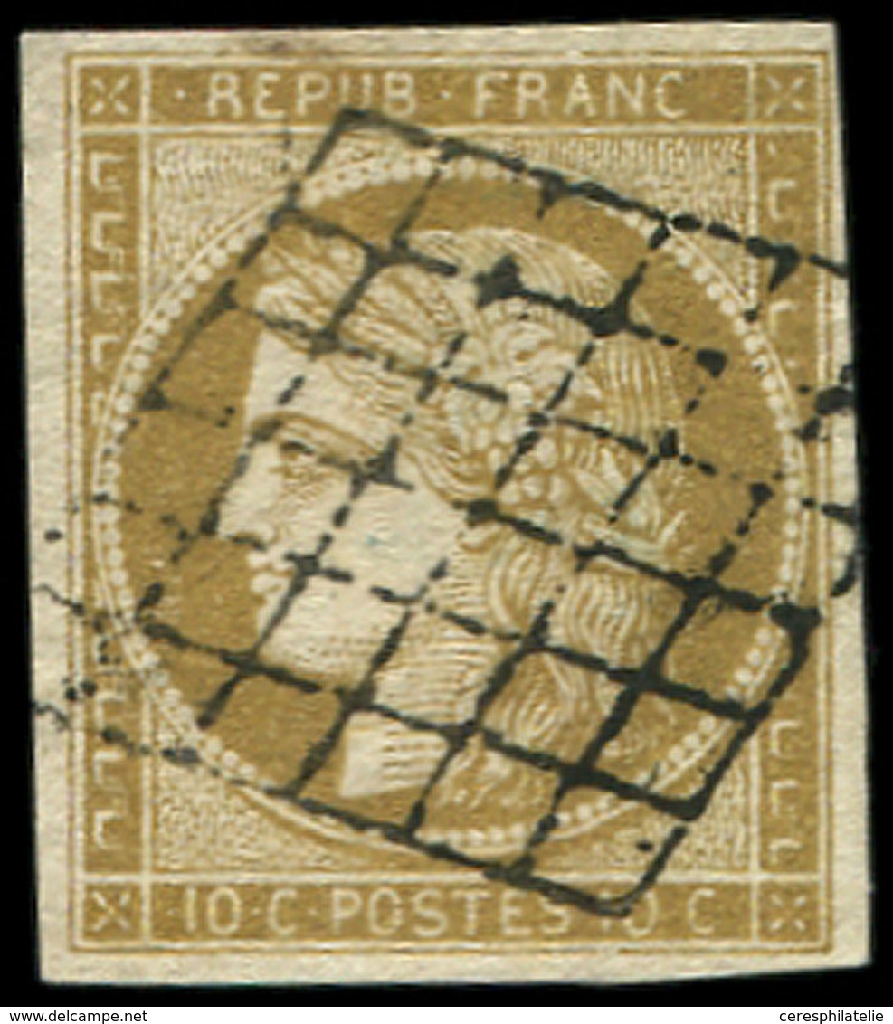 EMISSION DE 1849 - 1    10c. Bistre-jaune, Oblitéré GRILLE, TB - 1849-1850 Cérès